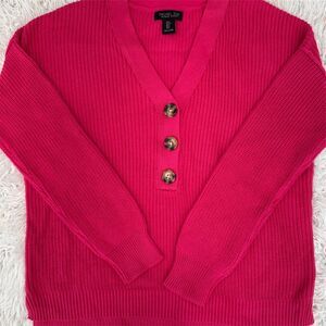 Rachel Zoe Women's Pink V-Neck Button Cardigan Sweater Size S Valentine’s Day